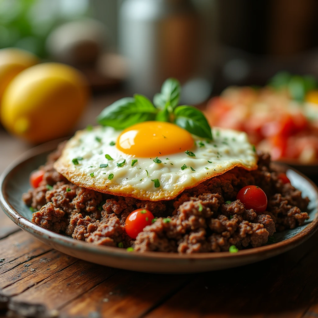 ground beef and eggs