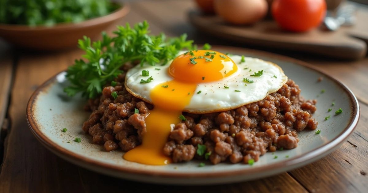 ground beef and eggs